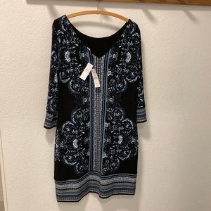 New WHBM 4 way reversible black and print dress